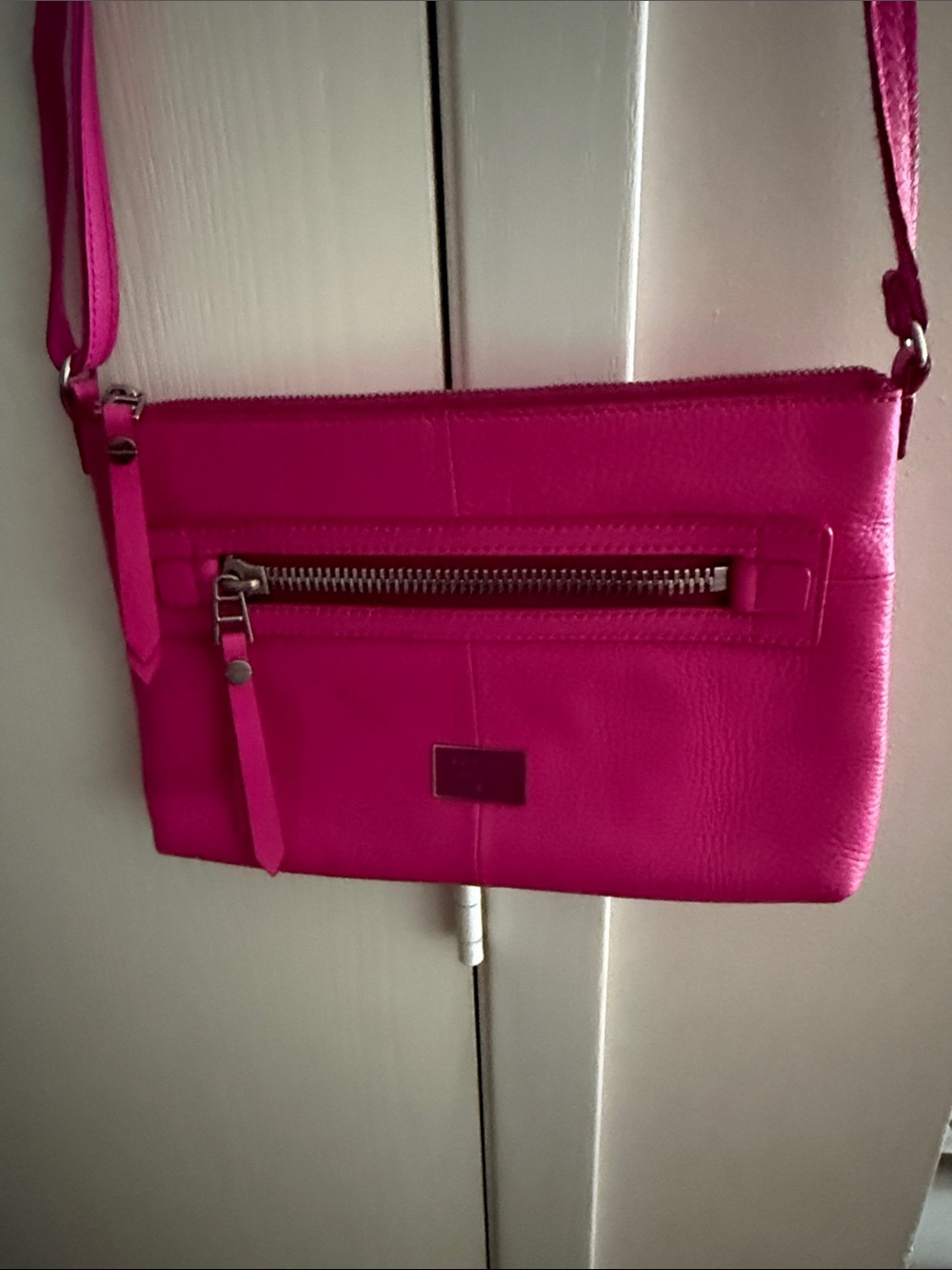 Fossil Hot Pink Leather Crossbody Bag